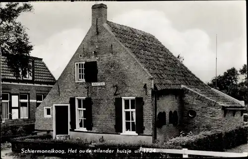 Ak Schiermonnikoog Friesland Niederlande, Het oude eilander huisje uit 1724
