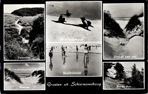 Ak Schiermonnikoog Friesland Niederlande, Doorkijk naar zee, Duinvallet, Strandvermaak