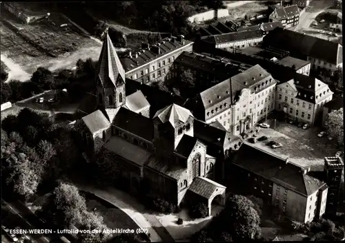 Ak Werden Essen im Ruhrgebiet, Luftbild der Abteikirche