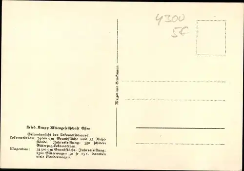 Ak Essen im Ruhrgebiet, Friedrich Krupp Werke, Gesamtansicht des Lokomotivbaues