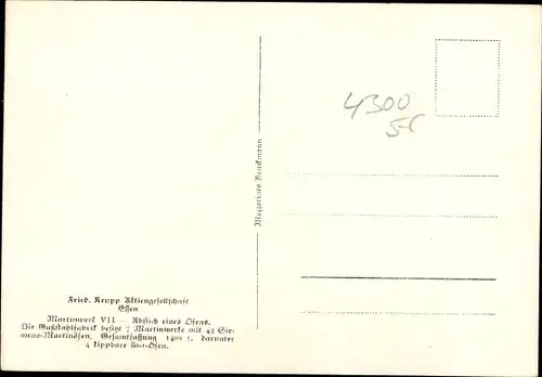 Ak Essen, Friedrich Krupp, Martinwerk VII, Abstich eines Ofens