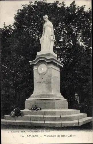 Ak Amiens Somme, Monument de René Goblet
