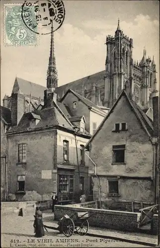 Ak Amiens Somme, Pont Piperesse, Cathedrale