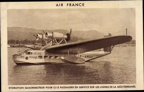 Ak Hydravion, F AMOU, Air France, Französisches Passagierflugzeug, Wasserflugzeug