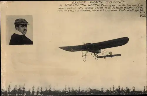 Ak Grande Semaine d'Aviation, Morane sur Bleriot, Flugzeug, Flugpionier