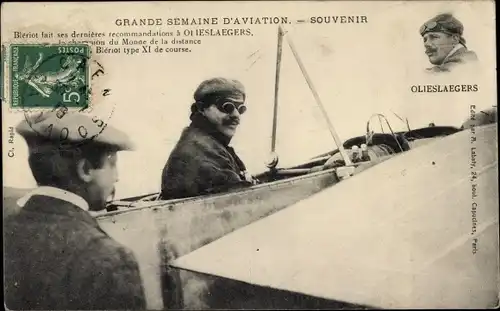 Ak Grande Semaine d'Aviation, Bleriot, Olieslaegers, Flugpionier, Flugzeug