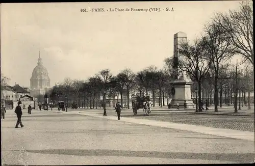 Ak Paris VII. Arrondissement Palais Bourbon, La Place de Fontenoy