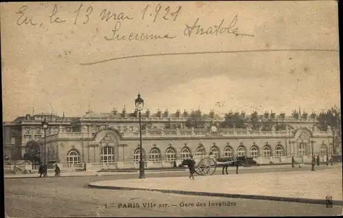 Ak Paris VII. Arrondissement Palais Bourbon, Gare des Invallides