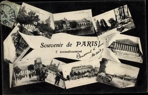 Ak Paris VII. Arrondissement Palais Bourbon, Teilansichten
