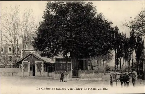 Ak Saint Vincent de Paul Landes, le Chêne en été, Pferdefuhrwerk