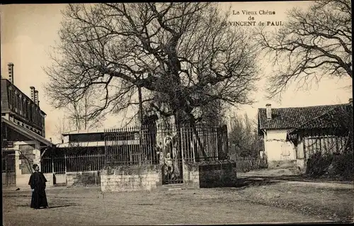 Ak Saint Vincent de Paul Landes, le vieux Chêne, Priester