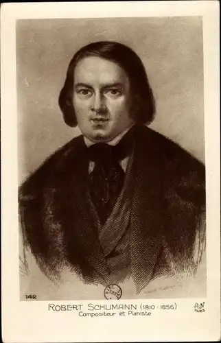 Künstler Ak Komponist Robert Schumann, Pianist, Portrait