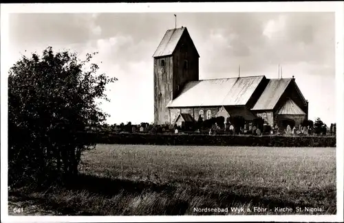 Ak Wyk auf Föhr Nordfriesland, Kirche St. Nicolai