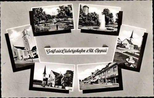 Ak Ludwigshafen am Rhein Rheinland Pfalz, Kirche, Stadtgarten, Blick auf die Ortschaft