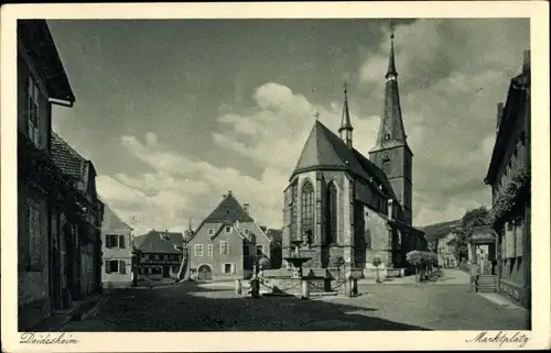 Ak Deidesheim Rheinland Pfalz, Marktplatz, Kirche, Rathaus, Brunnen