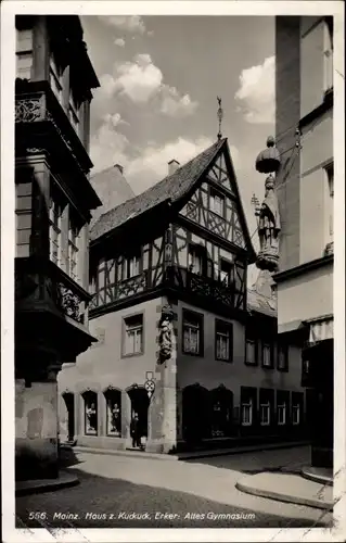 Ak Mainz in Rheinland Pfalz, Haus zum Kuckuck, Altes Gymnasium m. Erker