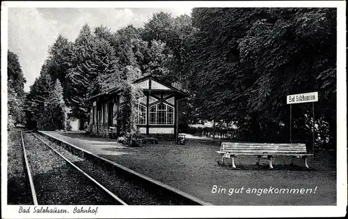 Ak Bad Salzhausen Nidda in der hessischen Wetterau, Bahnhof, Gleisseite