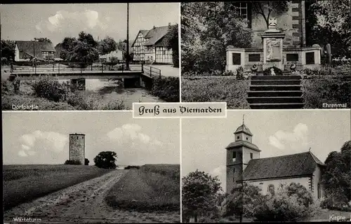 Ak Diemarden Gleichen in Niedersachsen, Dorfpartie, Ehrenmal, Warteturm, Kirche