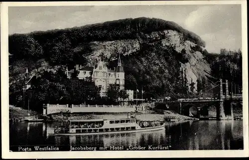 Ak Porta Westfalica Nordrhein Westfalen, Jacobsburg mit Hotel Großer Kurfürst