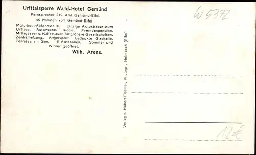 Ak Gemünd Schleiden, Urfttalsperre Waldhotel, Restaurant