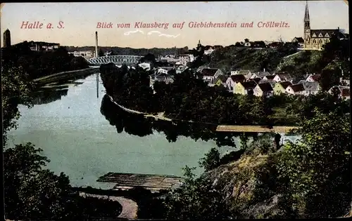 Ak Halle an der Saale, Blick vom Klausberg auf Giebichenstein und Cröllwitz