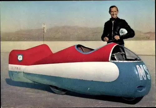 Ak NSU Motorrad, Wilhelm Herz, 500 ccm, Utah, USA, Weltrekord