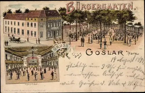 Litho Goslar am Harz, Bürgergarten, Tanzsaal