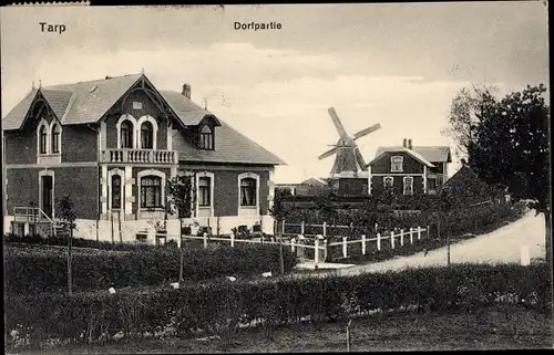 Ak Tarp in Schleswig Holstein, Dorfpartie, Windmühle