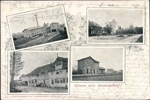 Ak Immendorf Salzgitter in Niedersachsen, Bahnhof, Gasthaus, Fabrik, Turm