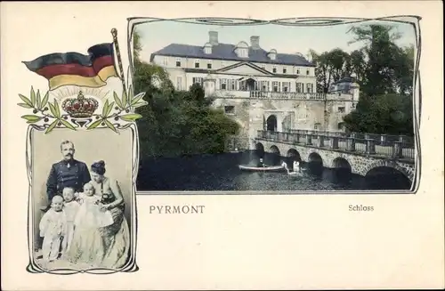 Passepartout Ak Bad Pyrmont in Niedersachsen, Schloss, Fürst Friedrich von Waldeck Pyrmont, Familie