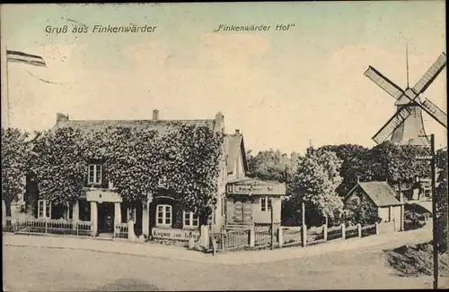 Ak Hamburg Mitte Finkenwerder Finkenwärder, Finkenwärder Hof, Windmühle
