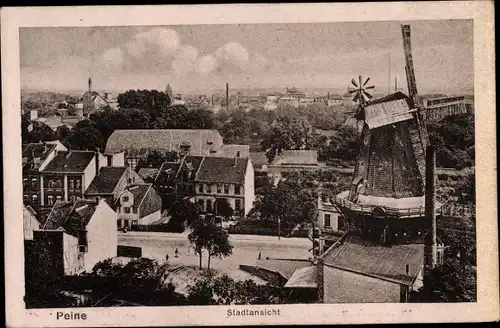 Ak Peine in Niedersachsen, Stadtansicht, Windmühle