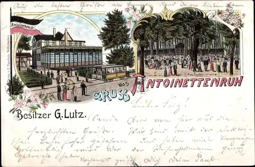 Litho Wolfenbüttel in Niedersachsen, Gasthaus Antoinettenruh, Bes. G. Lutz