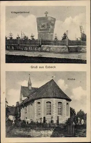 Ak Esbeck Elze in Niedersachsen, Kriegerdenkmal, Kirche St. Gallus