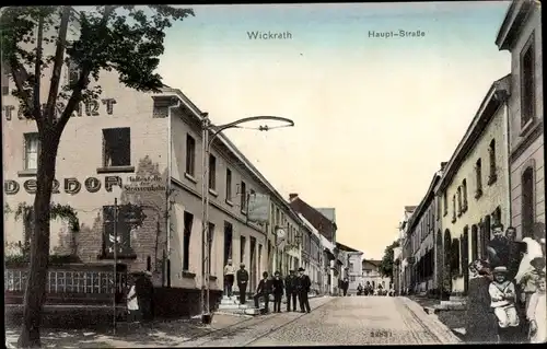 Ak Wickrath Mönchengladbach am Niederrhein, Hauptstraße, Straßenbahnhaltestelle