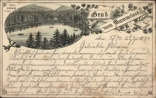 Vorläufer Litho Mummelsee Seebach im Schwarzwald Baden, Seepartie