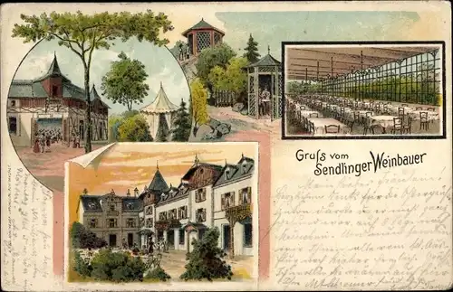 Litho München Bayern, Gaststätte Sendlinger Weinbauer