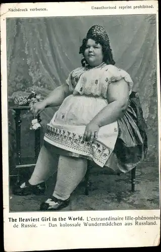 Ak The Heaviest Girl in the World, Das kolossale Wundermädchen aus Russland