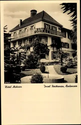 Ak Insel Reichenau am Bodensee, Hotel Mohren, Gartenpartie