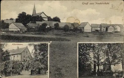 Ak Neunkirchen a.d. Nahe Nohfelden Saarland, Gesamtansicht, Kirche, Pfarrhaus, Kriegerdenkmal