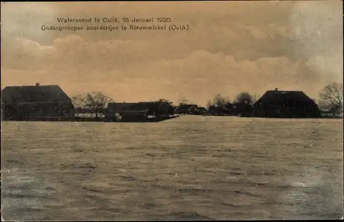 Ak Cuijk Nordbrabant, Watersnood 1920, Ondergeloppen boerderijen te Nieuwwinkel