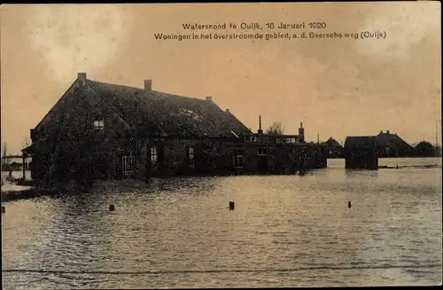 Ak Cuijk Nordbrabant, Watersnood 1920, Woningen in het overstroomde gebied