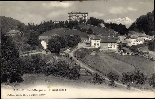 Ak Saint Cergue Kanton Waadt, Blick auf den Ort, Mont Blanc