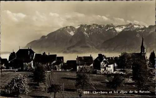 Ak Chexbres Kanton Waadt, Teilansicht, Les Alpes de la Savoie