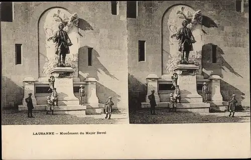 Stereo Ak Lausanne Kanton Waadt, Monument du Major Davel