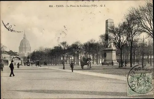 Ak Paris VII. Arrondissement Palais Bourbon, La Place de Fontenoy
