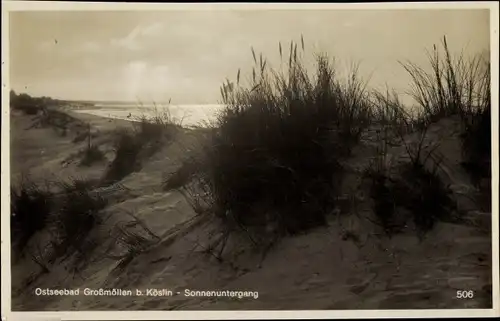 Ak Mielno Großmöllen Pommern, Dünen, Sonnenuntergang