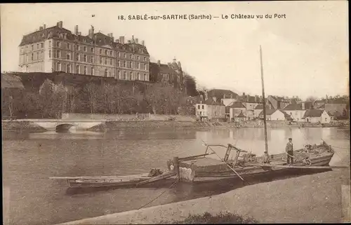 Ak Sablé sur Sarthe, Le Chateau vu du Port