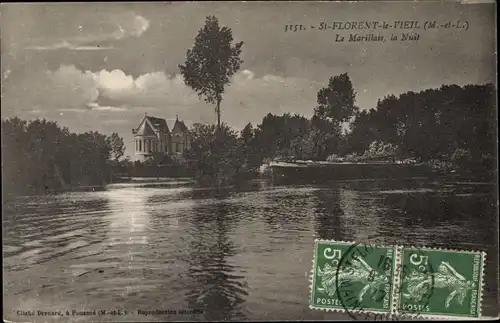 Mondschein Ak Saint Florent le Vieil Maine et Loire, le Marillais, la nuit