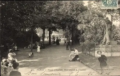 Paris XIV Observatoire, Montparnasse, Place d'Enfert, Place Denfert-Rochereau, Monument a Charlet